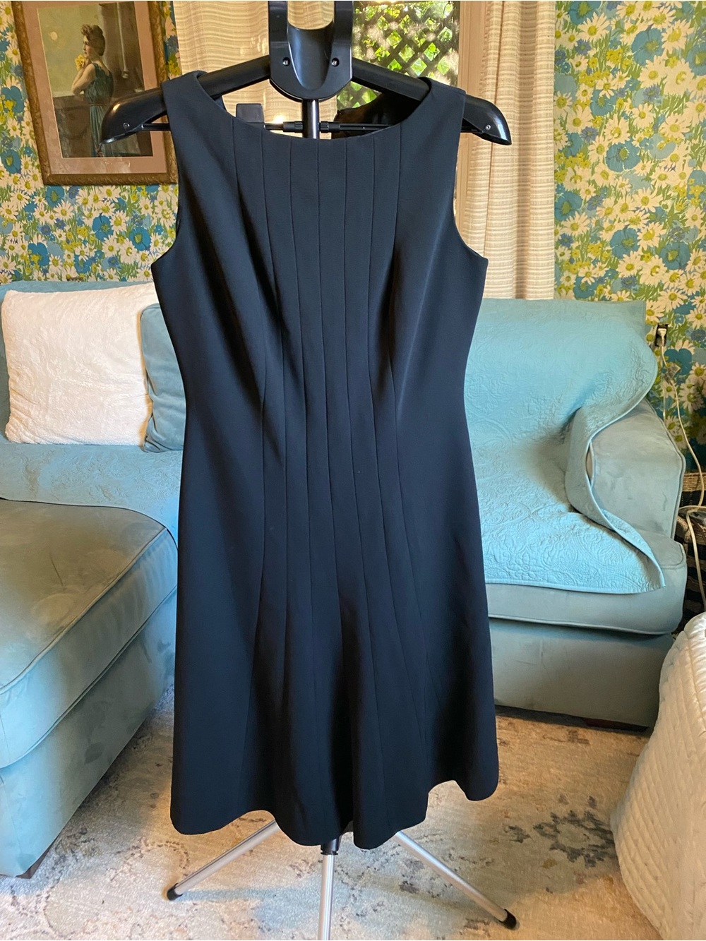 Talbots Black Pleated Front Sleeveless Dress